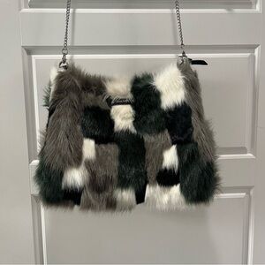 Diesel Faux Fur Patchwork Shoulder Bag